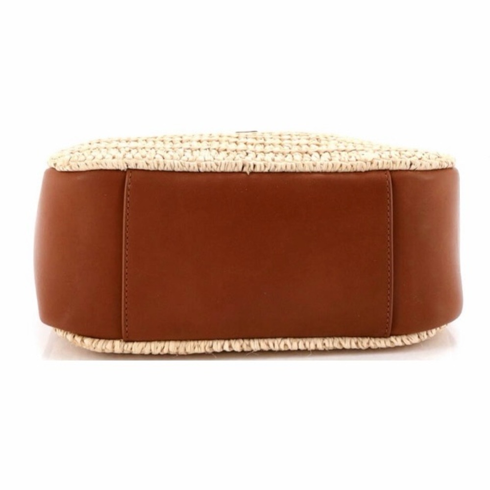 YSL Saint Laurent Le 5 a 7 Supple Small Hobo Raffia and Leather Shoulder Handbag - Picture 7 of 12